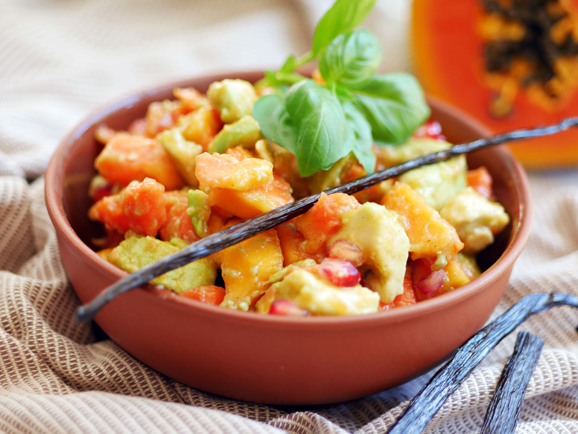 Ein kleiner Vanille-Traum: Avocado-Papaya-Salat 1 Papaya-Avocado-Salat